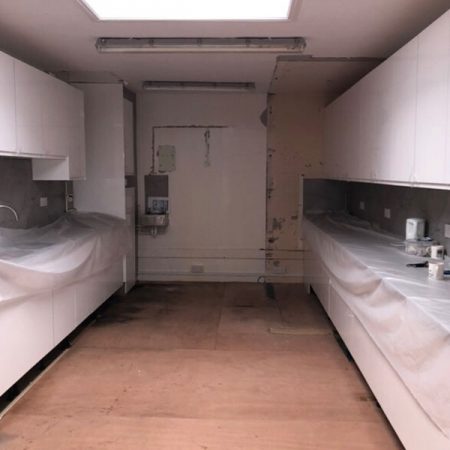 church kitchen before complete make over