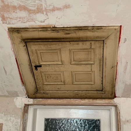 before complete refurbishment of gowkhill attic entry by signature decorating